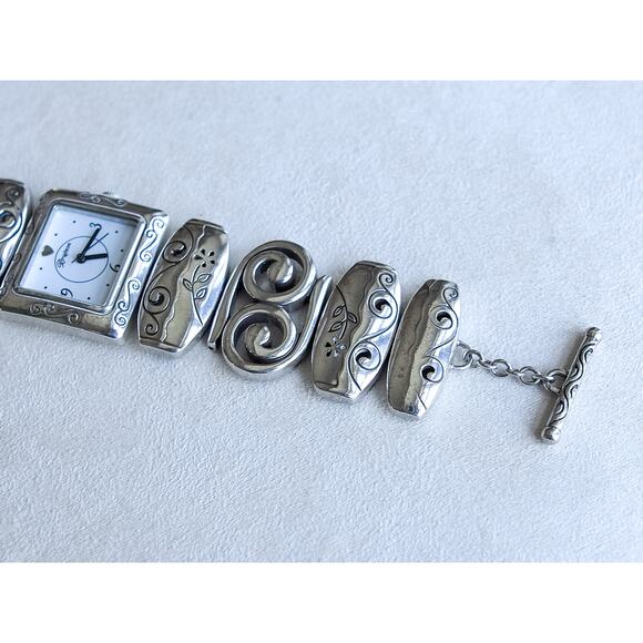 Brighton Mallorca Watch Silver Plated Vintage Retired Swirl Bracelet Toggle 7-8 - Picture 5 of 9